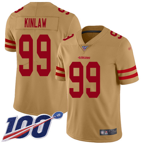 San Francisco 49ers #99 Javon Kinlaw Gold Men's Stitched Limited Inverted Legend 100th Season Jersey Men's cheap jerseys for sale - CheapJerseys.Shop