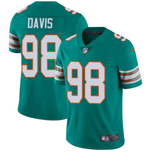 Miami Dolphins #98 Raekwon Davis Aqua Green Alternate Men's Stitched Vapor Untouchable Limited Jersey Men's cheap jerseys for sale - CheapJerseys.Shop