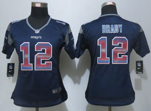 Patriots #12 Tom Brady Navy Blue Team Color Women's Stitched Elite Strobe Jersey cheap jerseys for sale - CheapJerseys.Shop