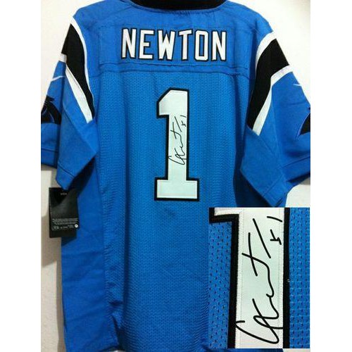 Carolina Panthers #1 Cam Newton Blue Alternate Men's Stitched Elite Autographed Jersey Men's cheap jerseys for sale - CheapJerseys.Shop