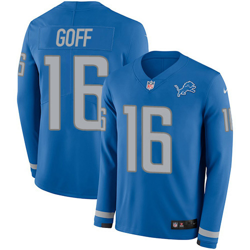 Detroit Lions #16 Jared Goff Blue Team Color Youth Stitched Limited Therma Long Sleeve Jersey cheap jerseys for sale - CheapJerseys.Shop