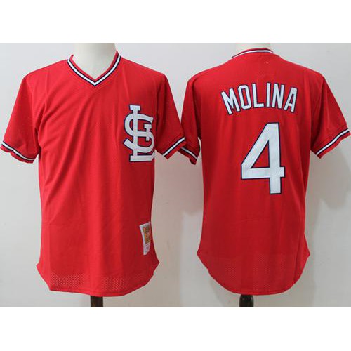Mitchell And Ness St.Louis Cardinals #4 Yadier Molina Red Throwback Stitched Jersey Men's cheap jerseys for sale - CheapJerseys.Shop
