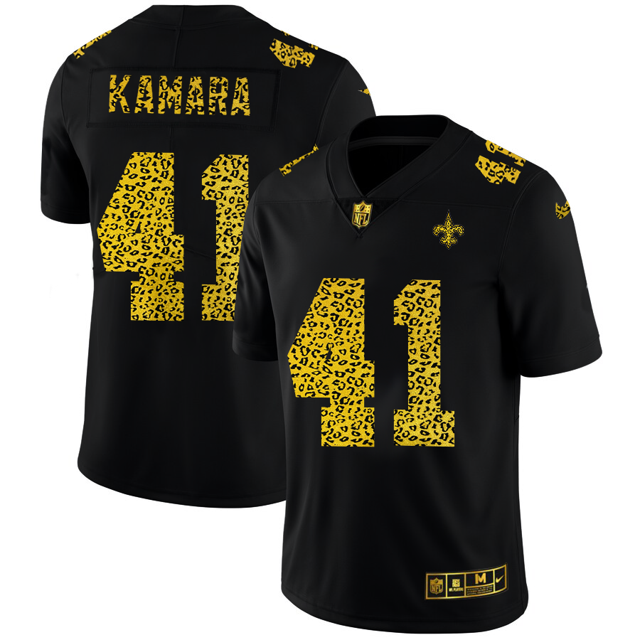 New Orleans Saints #41 Alvin Kamara Men's Leopard Print Fashion Vapor Limited Jersey Black cheap jerseys for sale - CheapJerseys.Shop