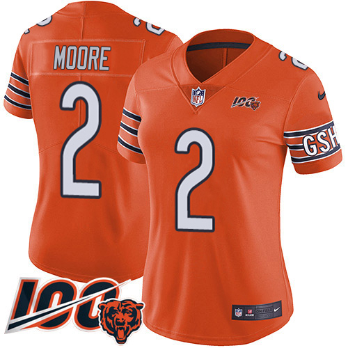 Bears #2 D.J. Moore Orange Women's Stitched Limited Rush 100th Season Jersey cheap jerseys for sale - CheapJerseys.Shop