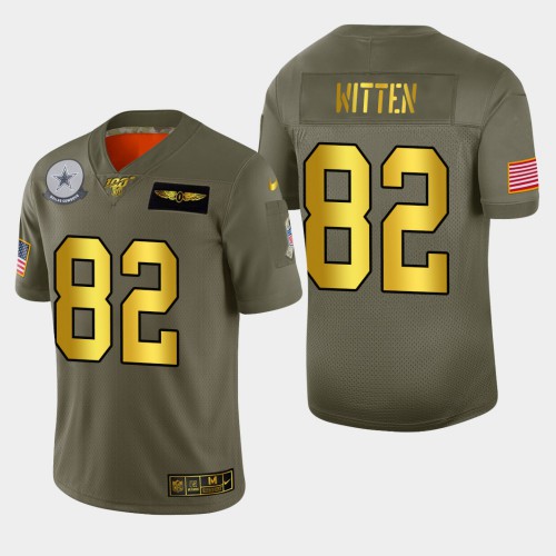 Dallas Dallas Cowboys #82 Jason Witten Men's Olive Gold 2019 Salute to Service Limited 100 Jersey Men's cheap jerseys for sale - CheapJerseys.Shop