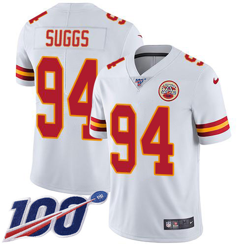 Kansas City Chiefs #94 Terrell Suggs White Men's Stitched 100th Season Vapor Untouchable Limited Jersey Men's cheap jerseys for sale - CheapJerseys.Shop
