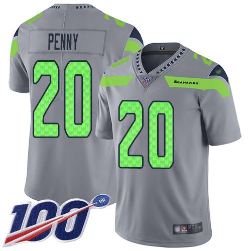 Seattle Seahawks #20 Rashaad Penny Gray Men's Stitched Limited Inverted Legend 100th Season Jersey Men's cheap jerseys for sale - CheapJerseys.Shop