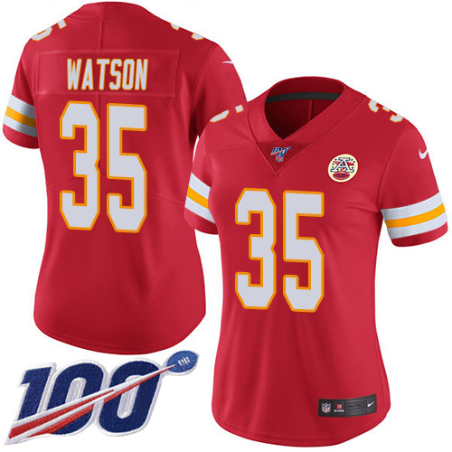 Chiefs #35 Jaylen Watson Red Team Color Women's Stitched 100th Season Vapor Limited Jersey cheap jerseys for sale - CheapJerseys.Shop