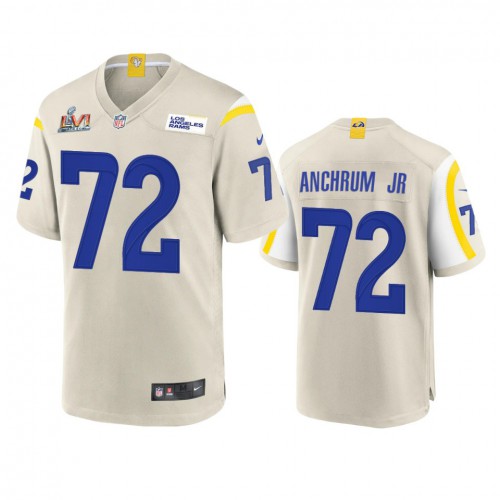 Los Angeles Los Angeles Rams #72 Tremayne Anchrum Jr. Men's Super Bowl LVI Patch Game Jersey - Bone Men's cheap jerseys for sale - CheapJerseys.Shop