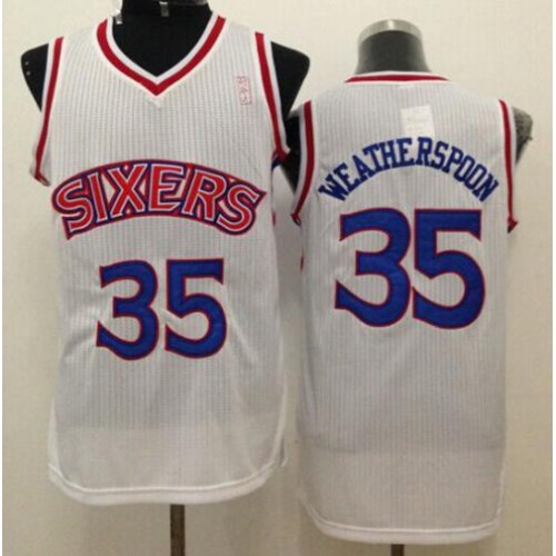 Philadelphia 76ers #35 Clarence Weatherspoon White Throwback Stitched Jersey Mens cheap jerseys for sale - CheapJerseys.Shop