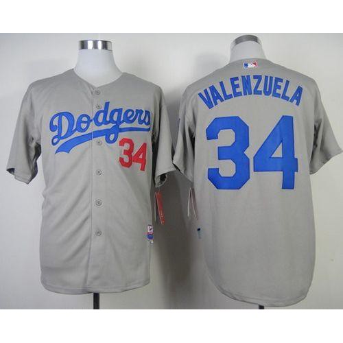 Los Angeles Dodgers #34 Fernando Valenzuela Stitched Grey Cool Base Jersey Men's cheap jerseys for sale - CheapJerseys.Shop