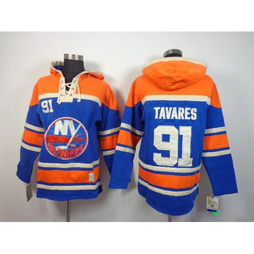 New York Islanders #91 John Tavares Baby Blue Sawyer Hooded Sweatshirt Stitched Jersey Men's cheap jerseys for sale - CheapJerseys.Shop