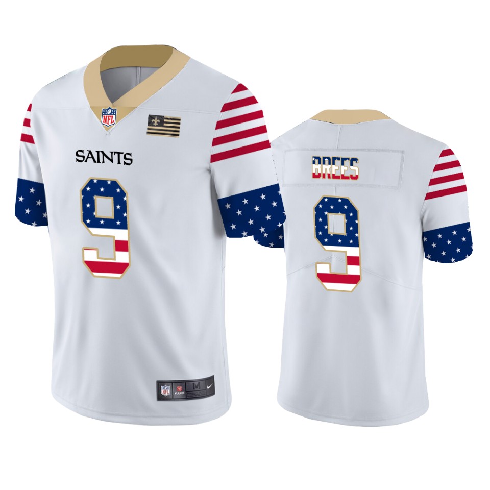 New Orleans Saints #9 Drew Brees White Men's Team Logo USA Flag Vapor Untouchable Limited Jersey cheap jerseys for sale - CheapJerseys.Shop