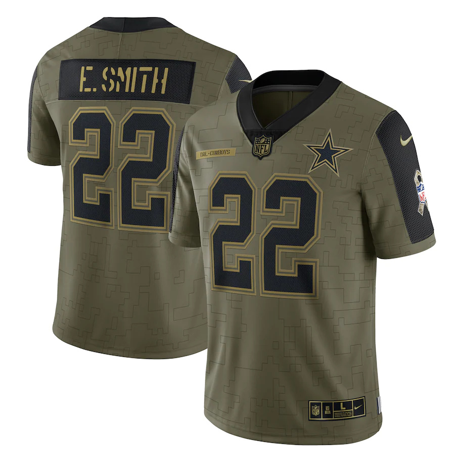 Dallas Cowboys #22 Emmitt Smith Olive 2021 Salute To Service Limited Player Jersey cheap jerseys for sale - CheapJerseys.Shop