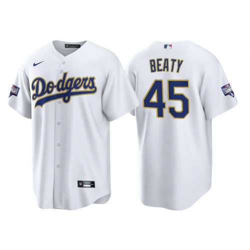 Los Angeles Los Angeles Dodgers #45 Matt Beaty Men's 2021 Gold Program World Series Champions Jersey Whtie Men's cheap jerseys for sale - CheapJerseys.Shop