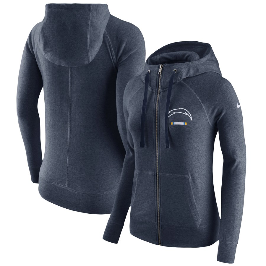 Los Angeles Chargers Women's Gym Vintage Full-Zip Hoodie Navy cheap jerseys for sale - CheapJerseys.Shop
