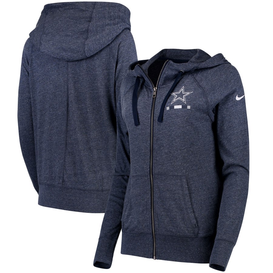 Dallas Cowboys Women's Gym Vintage Full-Zip Hoodie Navy cheap jerseys for sale - CheapJerseys.Shop