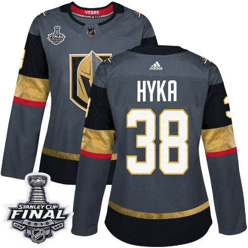 Golden Vegas Golden Knights #38 Tomas Hyka Grey Home Authentic 2018 Stanley Cup Final Women's Stitched Jersey Womens cheap jerseys for sale - CheapJerseys.Shop
