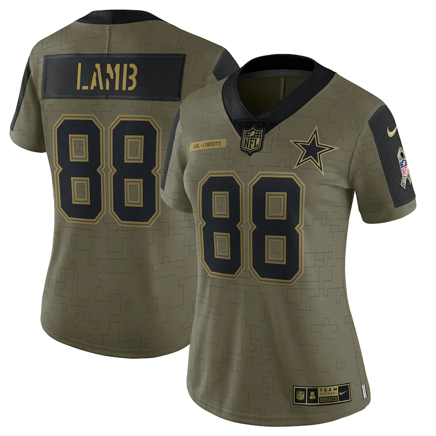 Dallas Cowboys #88 CeeDee Lamb Olive Women's 2021 Salute To Service Limited Player Jersey cheap jerseys for sale - CheapJerseys.Shop