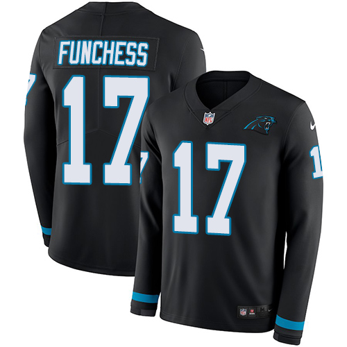 Carolina Panthers #17 Devin Funchess Black Team Color Men's Stitched Limited Therma Long Sleeve Jersey Men's cheap jerseys for sale - CheapJerseys.Shop