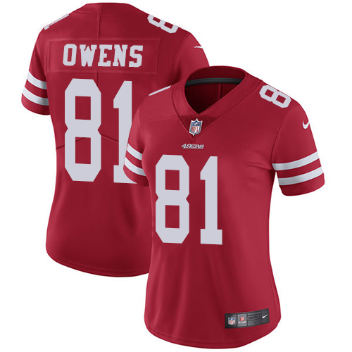 San Francisco 49ers #81 Terrell Owens Red Team Color Women's Stitched Vapor Untouchable Limited Jersey Womens cheap jerseys for sale - CheapJerseys.Shop