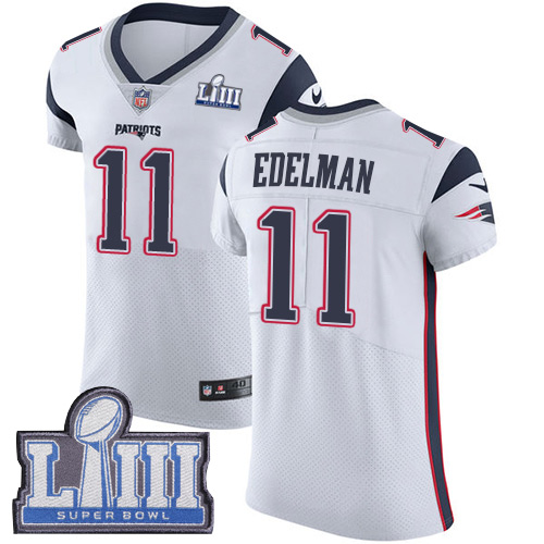 Patriots #11 Julian Edelman White Super Bowl LIII Bound Men's Stitched Vapor Untouchable Elite Jersey cheap jerseys for sale - CheapJerseys.Shop
