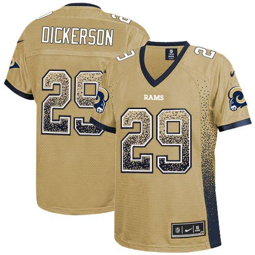 Rams #29 Eric Dickerson Gold Women's Stitched Elite Drift Fashion Jersey cheap jerseys for sale - CheapJerseys.Shop