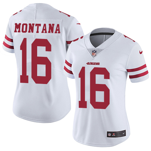 49ers #16 Joe Montana White Women's Stitched Vapor Untouchable Limited Jersey cheap jerseys for sale - CheapJerseys.Shop