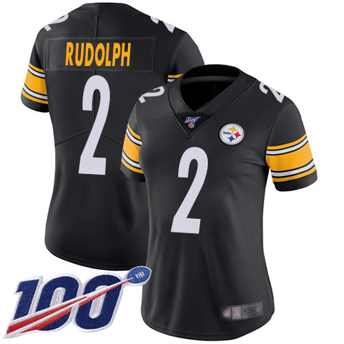Pittsburgh Steelers #2 Mason Rudolph Black Team Color Women's Stitched 100th Season Vapor Limited Jersey Womens cheap jerseys for sale - CheapJerseys.Shop