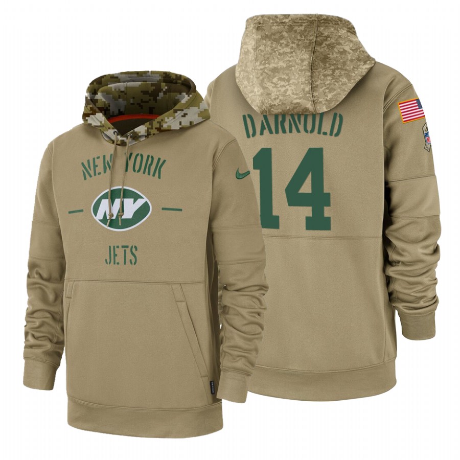 New York Jets #14 Sam Darnold Tan 2019 Salute To Service Name & Number Sideline Therma Pullover Hoodie cheap jerseys for sale - CheapJerseys.Shop