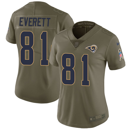 Los Angeles Rams #81 Gerald Everett Olive Women's Stitched Limited 2017 Salute to Service Jersey Womens cheap jerseys for sale - CheapJerseys.Shop
