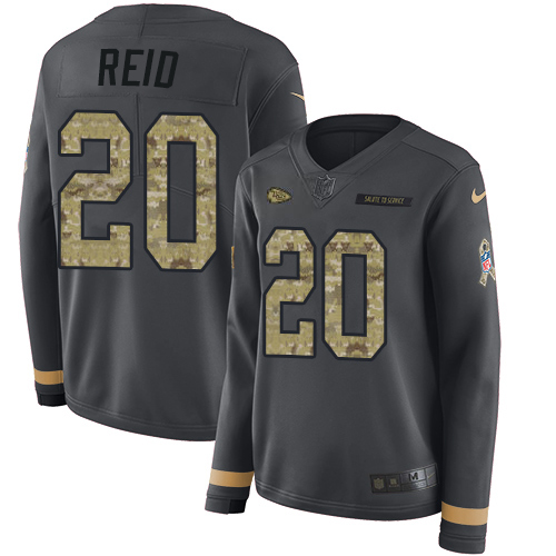 Kansas City Chiefs #20 Justin Reid Anthracite Salute to Service Women's Stitched Limited Therma Long Sleeve Jersey Womens cheap jerseys for sale - CheapJerseys.Shop