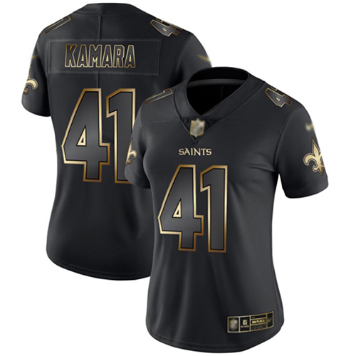 Saints #41 Alvin Kamara Black/Gold Women's Stitched Vapor Untouchable Limited Jersey cheap jerseys for sale - CheapJerseys.Shop