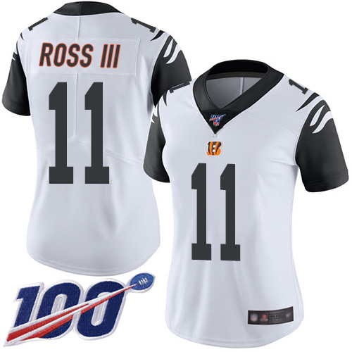 Cincinnati Bengals #11 John Ross III White Women's Stitched Limited Rush 100th Season Jersey Womens cheap jerseys for sale - CheapJerseys.Shop