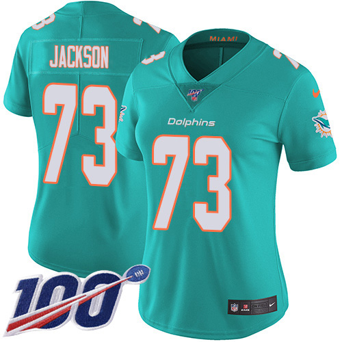 Miami Dolphins #73 Austin Jackson Aqua Green Team Color Women's Stitched 100th Season Vapor Untouchable Limited Jersey Womens cheap jerseys for sale - CheapJerseys.Shop