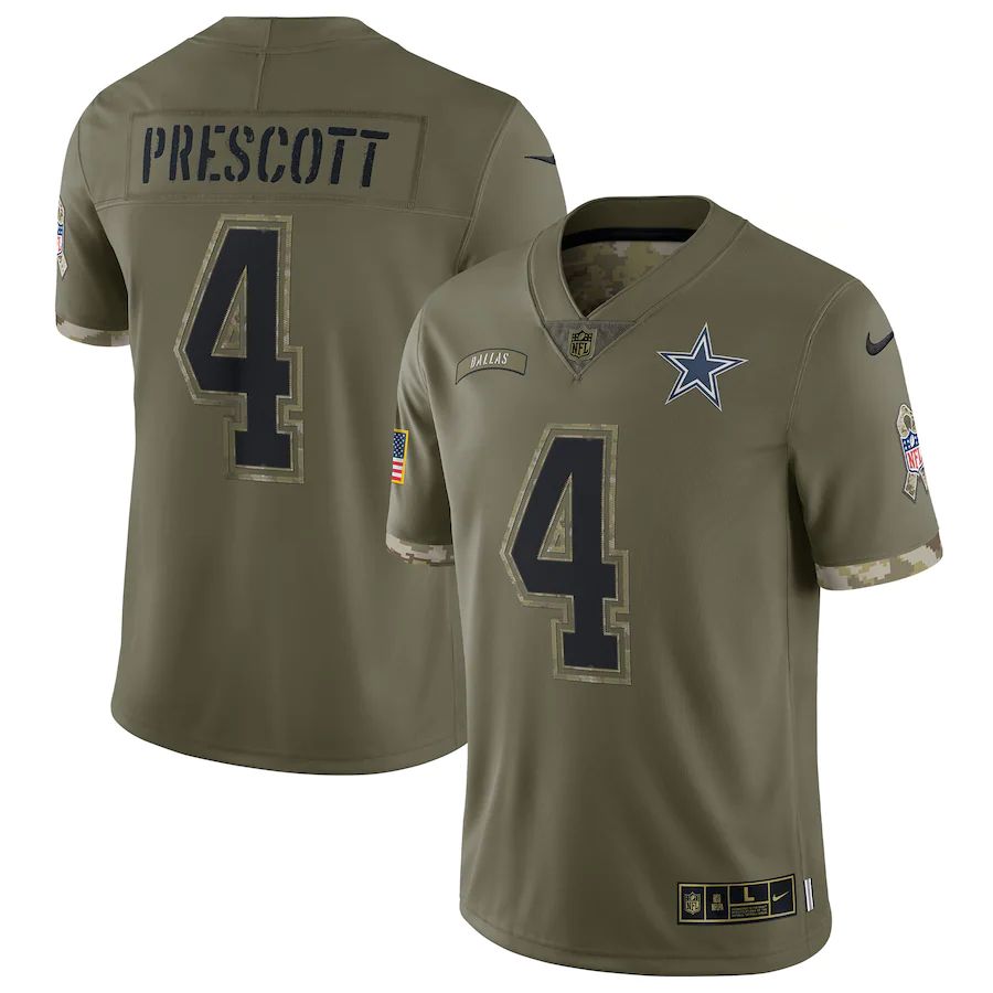 Dallas Cowboys #4 Dak Prescott Youth 2022 Salute To Service Limited Jersey - Olive cheap jerseys for sale - CheapJerseys.Shop