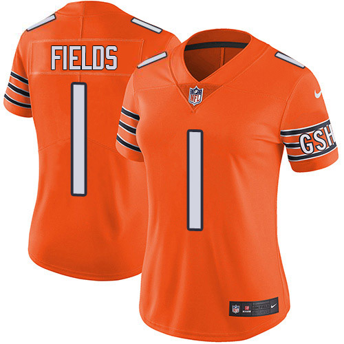 Bears #1 Justin Fields Orange Women's Stitched Limited Rush Jersey cheap jerseys for sale - CheapJerseys.Shop