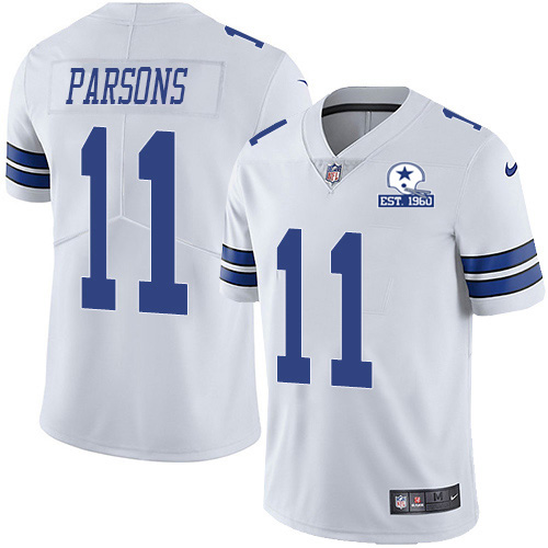 Cowboys #11 Micah Parsons White Men's Stitched With Established In 1960 Patch Vapor Untouchable Limited Jersey cheap jerseys for sale - CheapJerseys.Shop