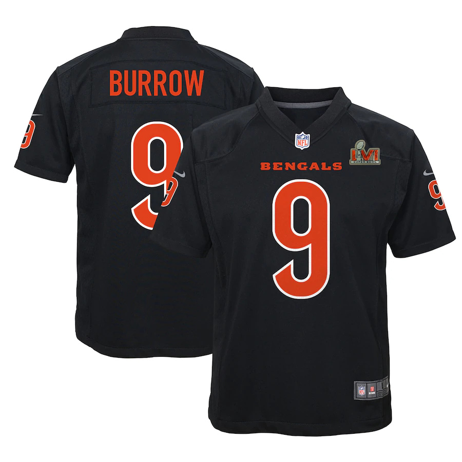 Cincinnati Bengals #9 Joe Burrow Black Youth Super Bowl LVI Bound Game Fashion Jersey cheap jerseys for sale - CheapJerseys.Shop