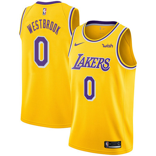 Los Angeles Lakers #0 Russell Westbrook Womens Gold Swingman Icon Edition Jersey Womens cheap jerseys for sale - CheapJerseys.Shop