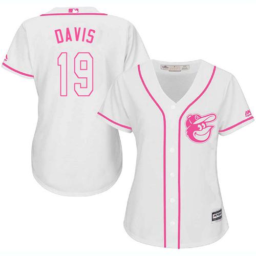 Baltimore Orioles #19 Chris Davis White/Pink Fashion Women's Stitched Jersey Womens cheap jerseys for sale - CheapJerseys.Shop