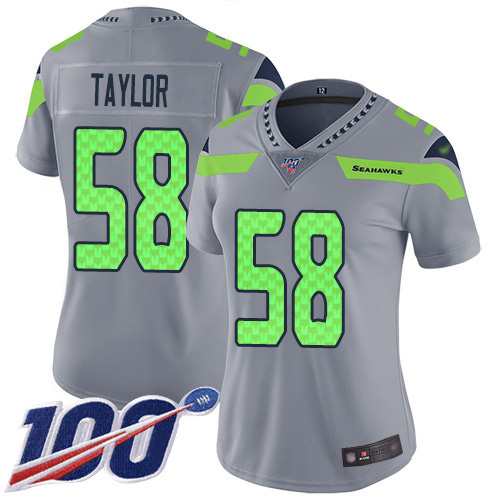 Seattle Seahawks #58 Darrell Taylor Gray Women's Stitched Limited Inverted Legend 100th Season Jersey Womens cheap jerseys for sale - CheapJerseys.Shop