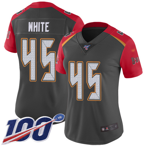Buccaneers #45 Devin White Gray Women's Stitched Limited Inverted Legend 100th Season Jersey cheap jerseys for sale - CheapJerseys.Shop