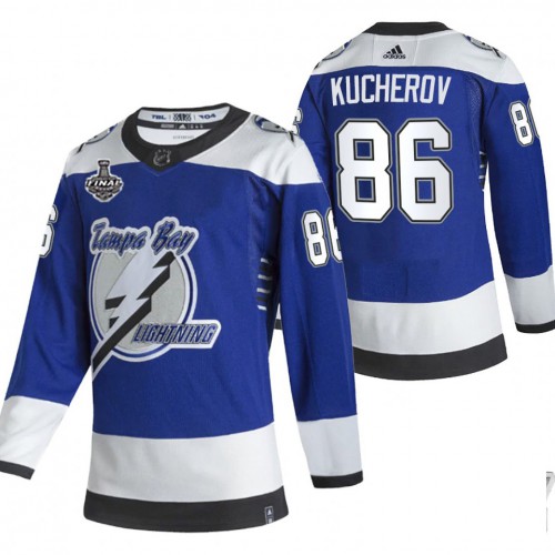 Tampa Bay Lightning #86 Nikita Kucherov Blue Road Authentic 2021 Stanley Cup Final Patch Jersey Men's cheap jerseys for sale - CheapJerseys.Shop