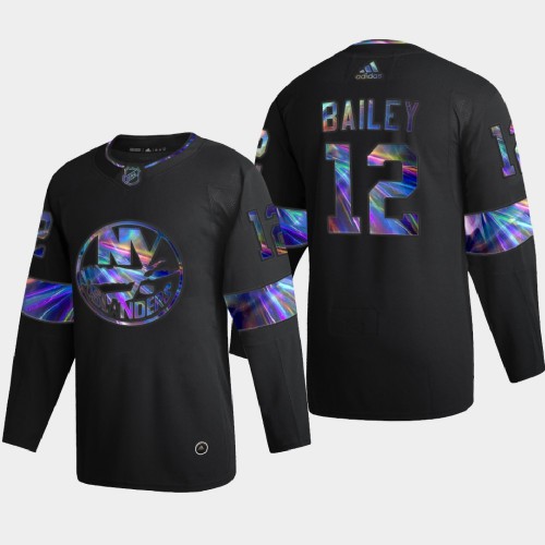 New York New York Islanders #12 Josh Bailey Men's Iridescent Holographic Collection Jersey - Black Men's cheap jerseys for sale - CheapJerseys.Shop