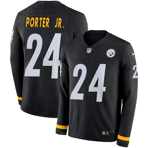 Steelers #24 Joey Porter Jr. Black Team Color Youth Stitched Limited Therma Long Sleeve Jersey cheap jerseys for sale - CheapJerseys.Shop
