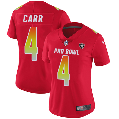 Raiders #4 Derek Carr Red Women's Stitched Limited AFC 2018 Pro Bowl Jersey cheap jerseys for sale - CheapJerseys.Shop