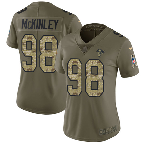 Atlanta Falcons #98 Takkarist McKinley Olive/Camo Women's Stitched Limited 2017 Salute to Service Jersey Womens cheap jerseys for sale - CheapJerseys.Shop