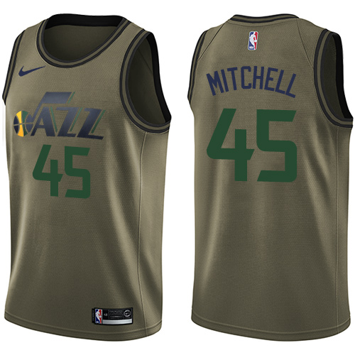 Utah Jazz #45 Donovan Mitchell Green Salute to Service Youth Swingman Jersey Youth cheap jerseys for sale - CheapJerseys.Shop