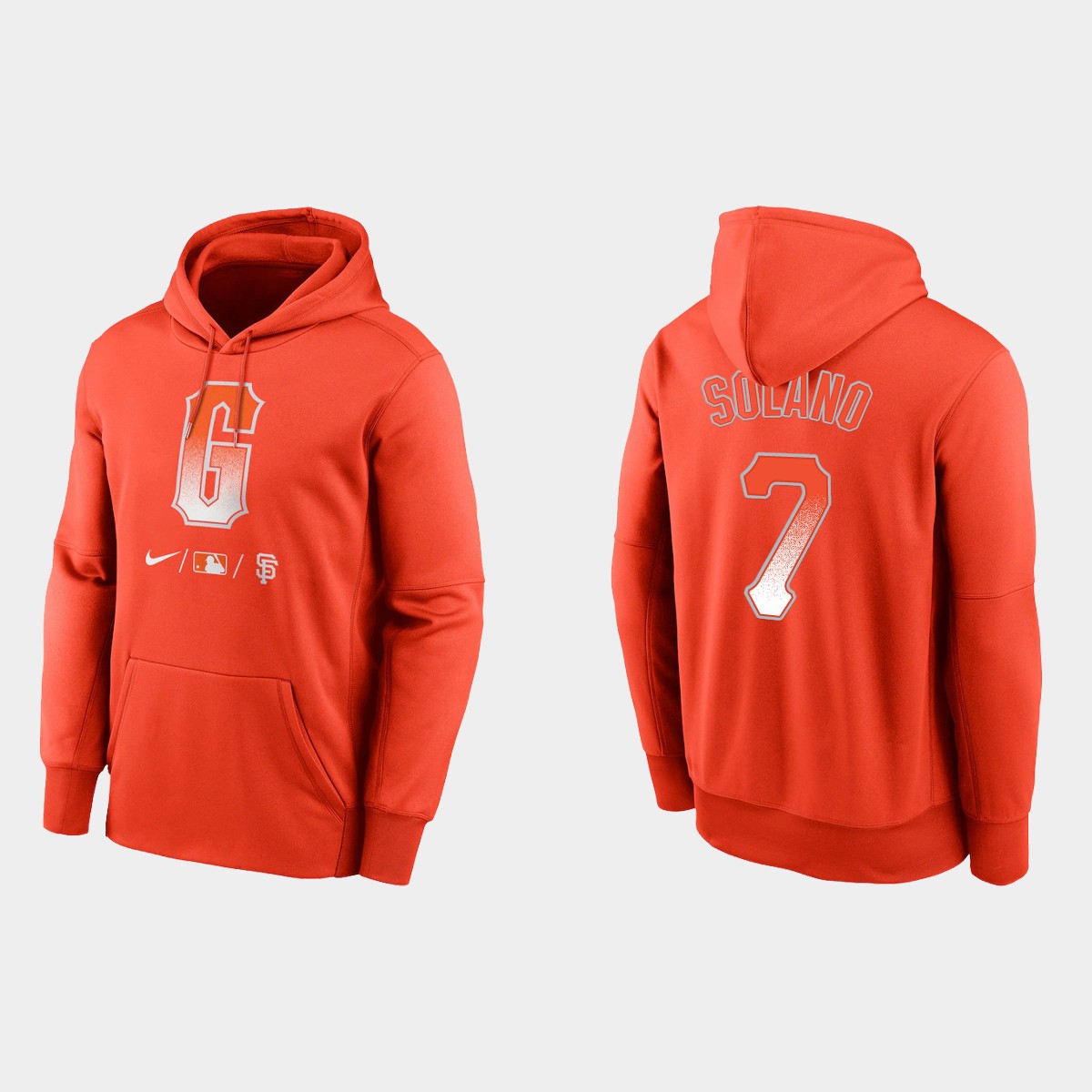 San Francisco Giants #7 Donovan Solano Men's 2021 City Connect Therma Pullover Orange Hoodie cheap jerseys for sale - CheapJerseys.Shop